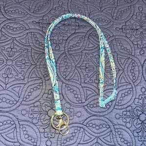 Vera Bradley Teal Blue Floral Lanyard Key Holder